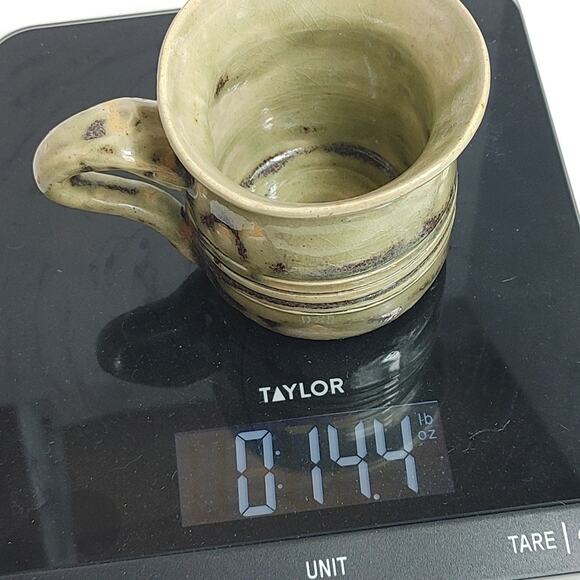 Vintage Green Art Pottery Round Stoneware Coffee Mug Signed by Artist - Picture 7 of 8